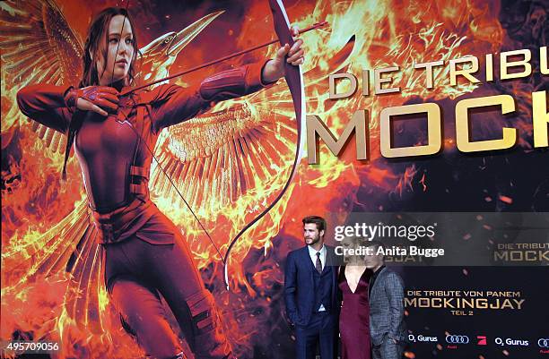 Actors Liam Hemsworth, Jennifer Lawrence and Josh Hutcherson attend the world premiere of the film 'The Hunger Games: Mockingjay - Part 2' at...