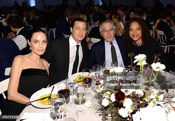 Angelina Jolie-Pitt, Brad Pitt, Robert DeNiro and Grace Hightower attend the WSJ. Magazine 2015 Innovator Awards at the Museum of Modern Art on...