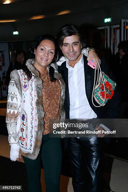 Hermine de Clermont-Tonnerre and Alexandre Zouari attend Singer Arielle Dombasle performs at La Cigale on November 4, 2015 in Paris, France.