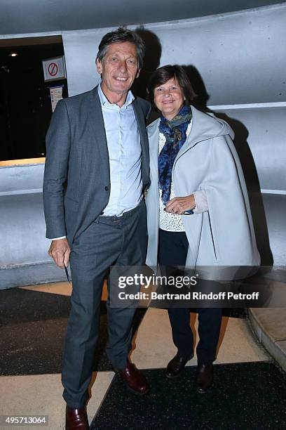 Of the M6 television channel Nicolas de Tavernost and his wife attend Singer Arielle Dombasle performs at La Cigale on November 4, 2015 in Paris,...