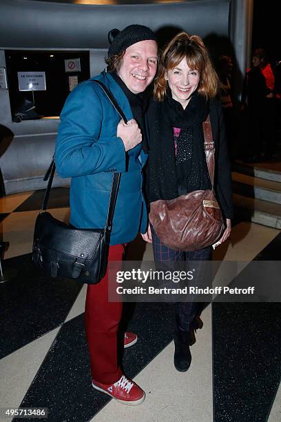 Director Julie Depardieu with her companion singer Philippe Katerine attend Singer Arielle Dombasle performs at La Cigale on November 4, 2015 in...