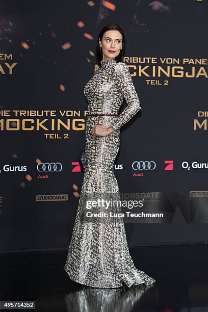 Michelle Forbes attends the world premiere of the film 'The Hunger Games: Mockingjay - Part 2' at CineStar on November 4, 2015 in Berlin, Germany.