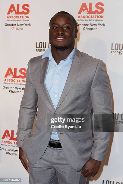 Orleans Darkwa attends The ALS Association Greater New York 21st Annual Lou Gehrig Sports Awards Benefit at The New York Marriott Marquis on November...