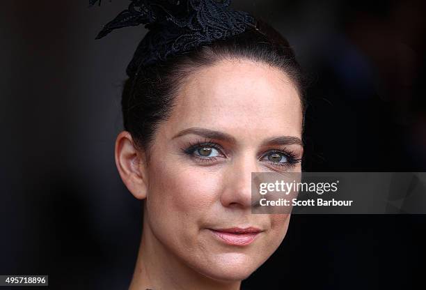 Michala Banas poses at the Emirates Marquee on Oaks Day at Flemington Racecourse on November 5, 2015 in Melbourne, Australia.