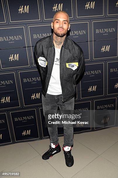 Recording artist Chris Brown attends the Balmain x H&M Los Angeles VIP Pre-Launch on November 4, 2015 in West Hollywood, California.