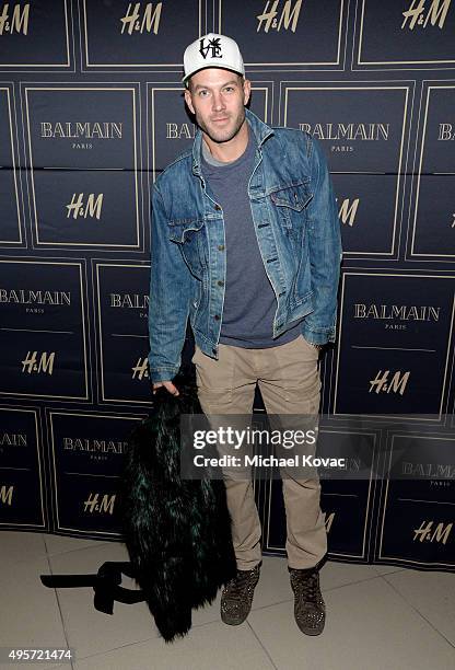 Stylist Johnny Wujek attends the Balmain x H&M Los Angeles VIP Pre-Launch on November 4, 2015 in West Hollywood, California.