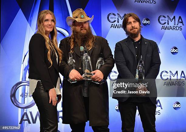 Morgane Stapleton, singer-songwriter Chris Stapleton with his Album of the Year, New Artist of the Year, and Male Vocalist of the Year awards, and...