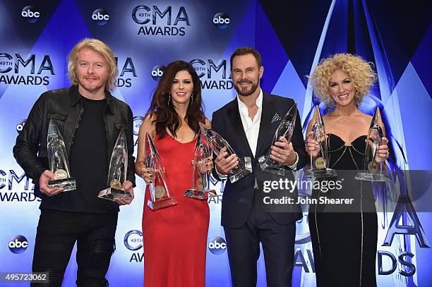 Vocal Group of the Year winners Phillip Sweet, Karen Fairchild, Jimi Westbrook and Kimberly Schlapman, of Little Big Town pose in the press room...