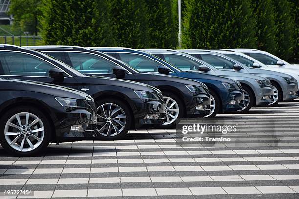 cars in a row - fleet of vehicles stock pictures, royalty-free photos & images