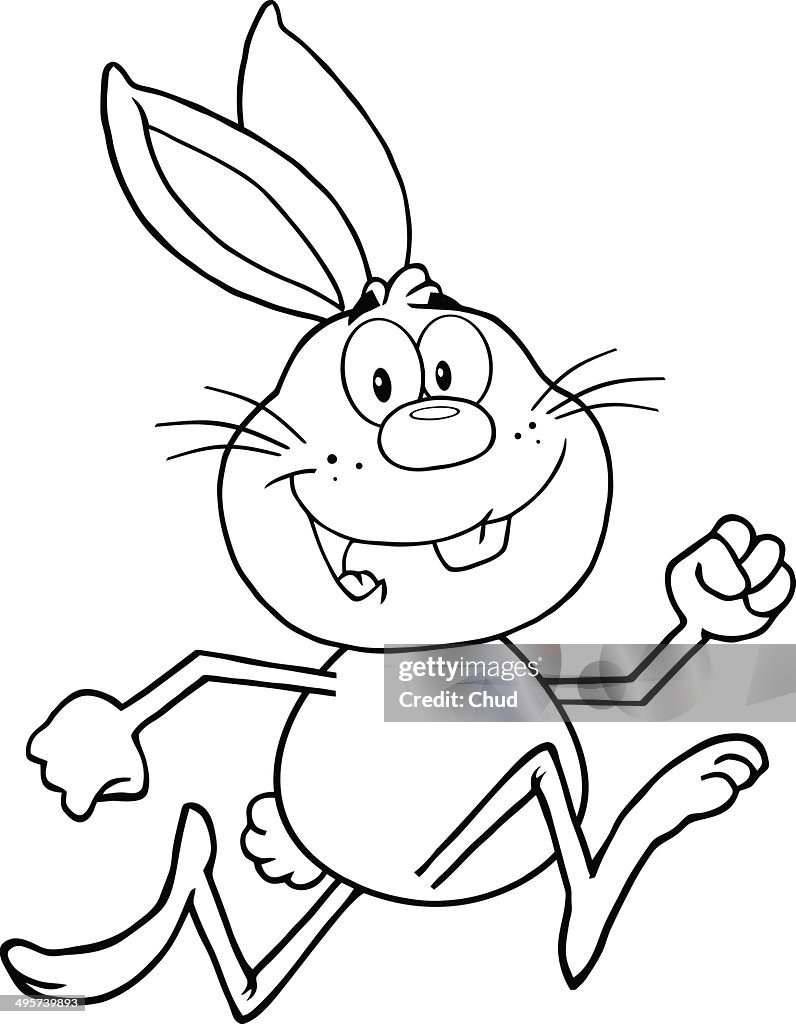 Black And White Smiling Rabbit Running High-Res Vector Graphic - Getty  Images