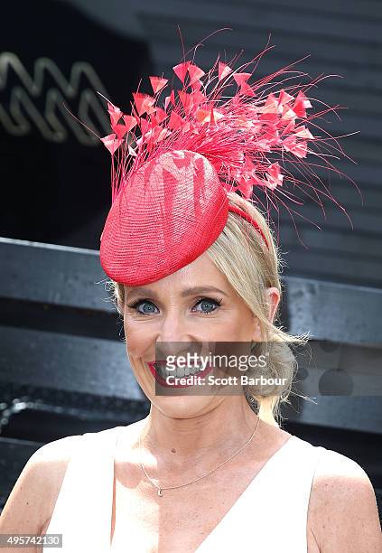 Fifi Box poses at the Southern Cross Austereo marquee on Oaks Day at Flemington Racecourse on November 5, 2015 in Melbourne, Australia.