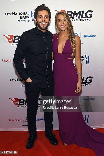 Musician Thomas Rhett and Lauren Gregory attend as Big Machine Label Group celebrates The 49th Annual CMA Awards at Rosewall on November 4, 2015 in...