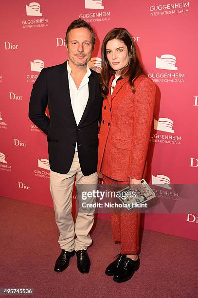 Olivier Bialobos, Dior and Chiara Mastroianni attend the 2015 Guggenheim International Gala Pre-Party made possible by Dior at Solomon R. Guggenheim...