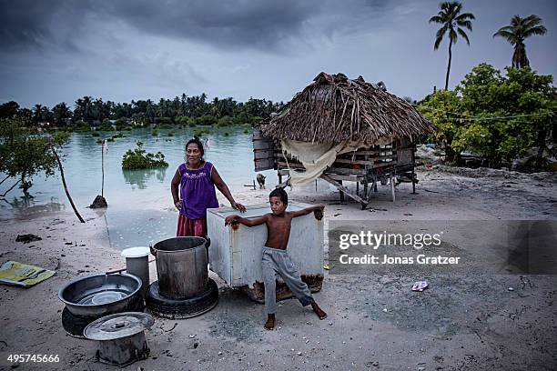 It's getting really bad, says villager Beia Tiim. The extreme high tide used to come every three or four years - now it comes every three months....