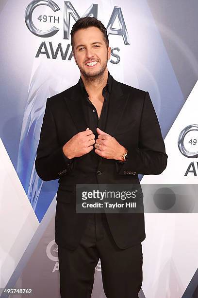 Luke Bryan attends the 49th annual CMA Awards at the Bridgestone Arena on November 4, 2015 in Nashville, Tennessee.