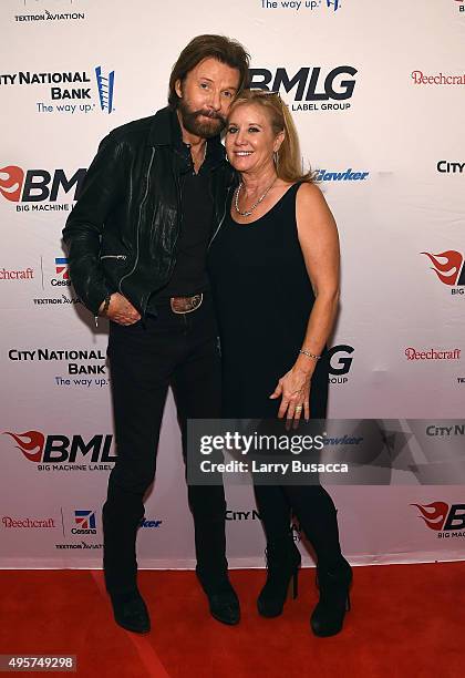Musician Ronnie Dunn of Brooks and Dunn and Janine Dunn attend as Big Machine Label Group celebrates The 49th Annual CMA Awards at Rosewall on...