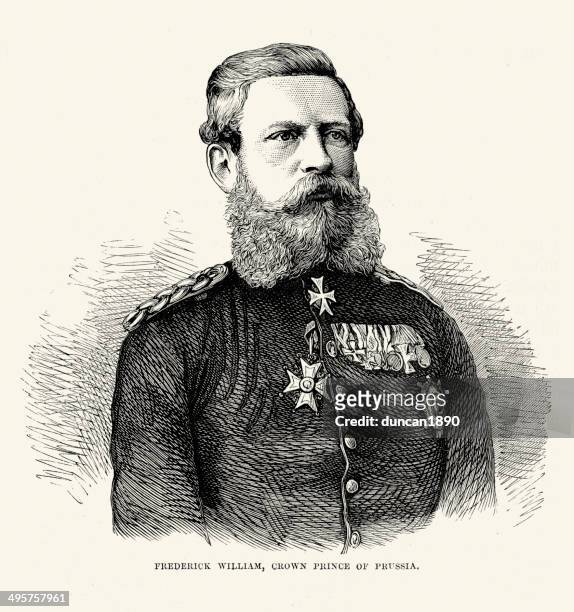 frederick william crown prince of prussia - crown prince frederick william of prussia stock illustrations