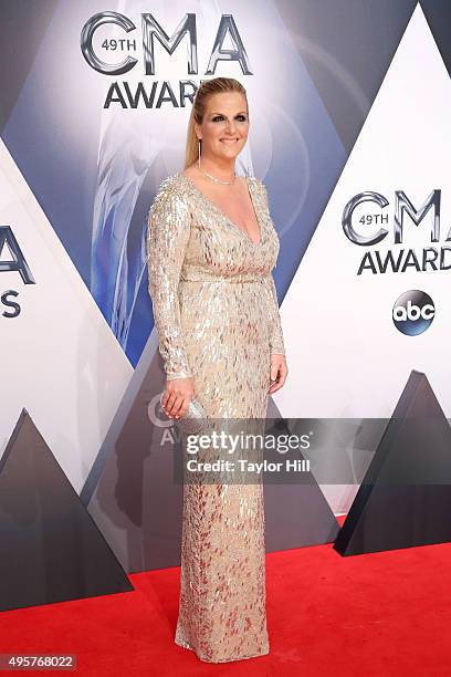 Trisha Yearwood attends the 49th annual CMA Awards at the Bridgestone Arena on November 4, 2015 in Nashville, Tennessee.