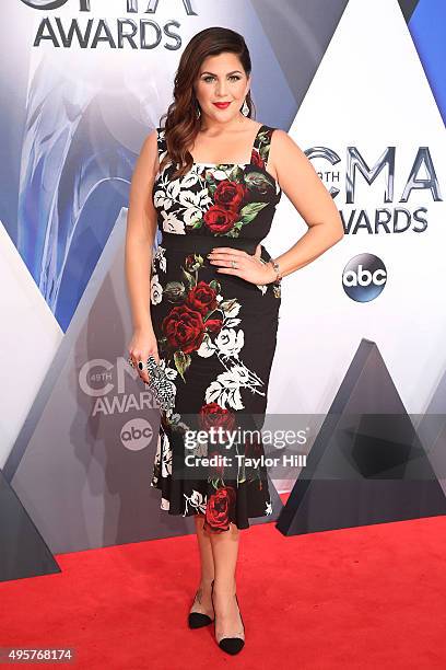 Hillary Scott of Lady Antebellum attends the 49th annual CMA Awards at the Bridgestone Arena on November 4, 2015 in Nashville, Tennessee.