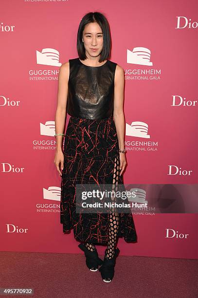 Eva Chen attends the 2015 Guggenheim International Gala Pre-Party made possible by Dior at Solomon R. Guggenheim Museum on November 4, 2015 in New...