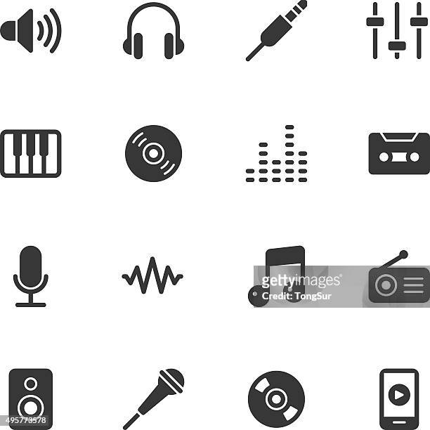 illustrazioni stock, clip art, cartoni animati e icone di tendenza di icone della musica-normale - microfono