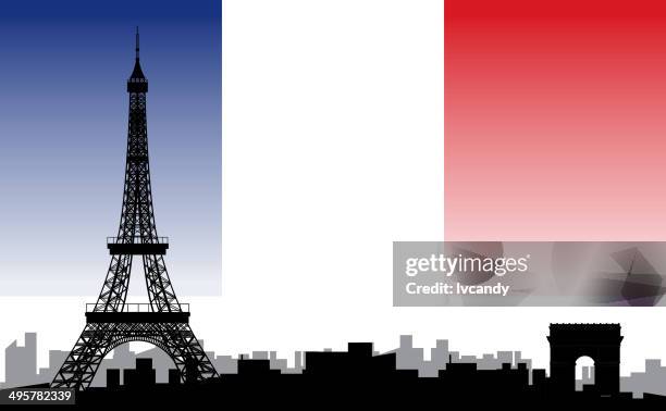 paris - eiffel tower on white stock illustrations