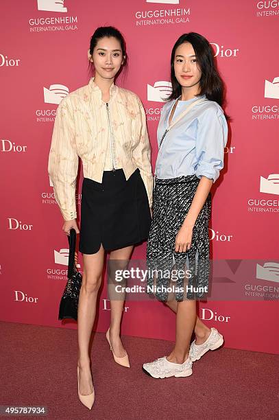 Ming Xi and Shu Pei attend the 2015 Guggenheim International Gala Pre-Party made possible by Dior at Solomon R. Guggenheim Museum on November 4, 2015...