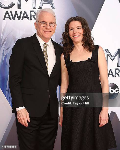 Steve Martin and Edie Brickell attend the 49th annual CMA Awards at the Bridgestone Arena on November 4, 2015 in Nashville, Tennessee.