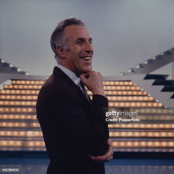 English entertainer Bruce Forsyth posed on the set of the television series 'The Bruce Forsyth Show' in 1968.