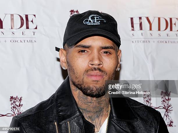 Chris Brown attends 'The Lost Warhols' Collection exhibit at HYDE Sunset: Kitchen + Cocktails on November 4, 2015 in West Hollywood, California.