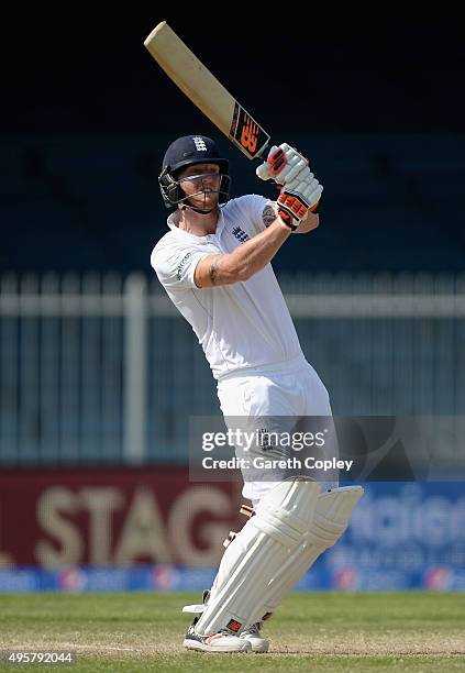 Ben Stokes of England bats during day five of the 3rd Test between Pakistan and England at Sharjah Cricket Stadium on November 5, 2015 in Sharjah,...