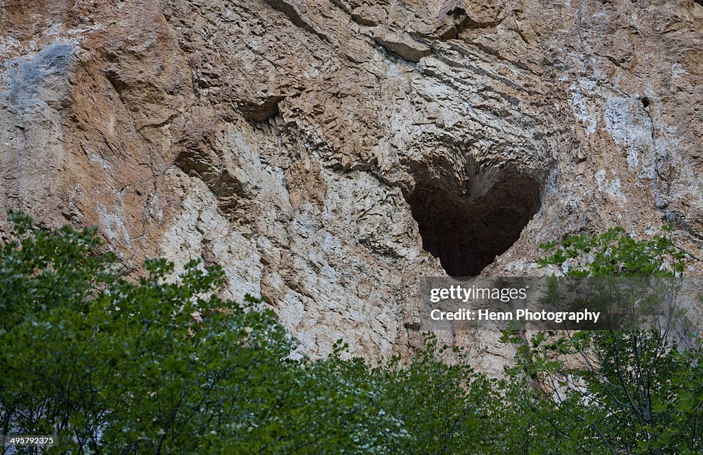 Heart shaped cave at the Verdon Gorge in south France
