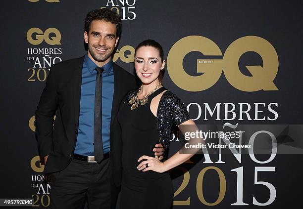 Marcus Ornelas and Ariadne Diaz attend the GQ Mexico Men of The Year 2015 awards at Live Aqua Bosques hotel on November 4, 2015 in Mexico City,...