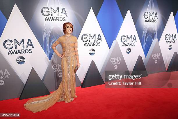 Lindsey Stirling attends the 49th annual CMA Awards at the Bridgestone Arena on November 4, 2015 in Nashville, Tennessee.