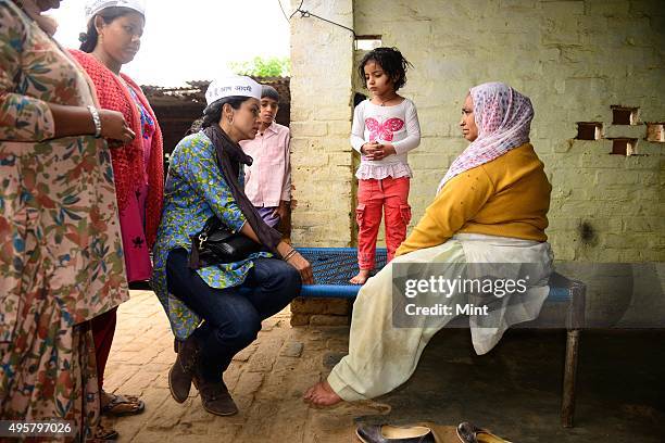 Candidate Gul Panag during an election campaign for Lok Sabha election 2014, on March 27, 2014 in Chandigarh, India.