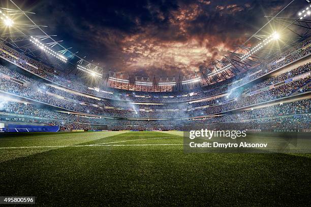 dramatic soccer stadium - stadion stockfoto's en -beelden