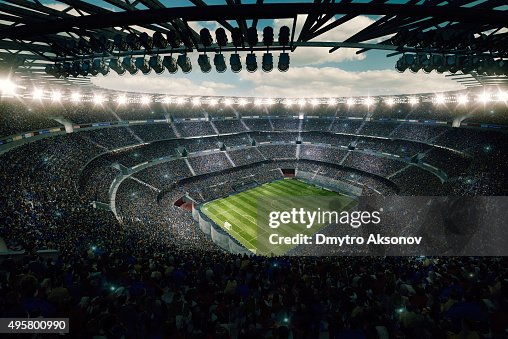 Dramatic soccer stadium upper view Dramatic soccer stadium upper view