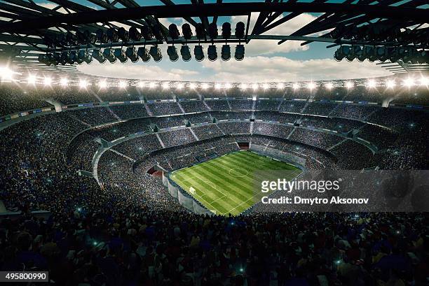 dramatic soccer stadium upper view - football stock pictures, royalty-free photos & images