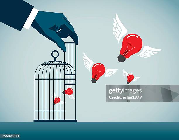 stockillustraties, clipart, cartoons en iconen met freedom - birdcage