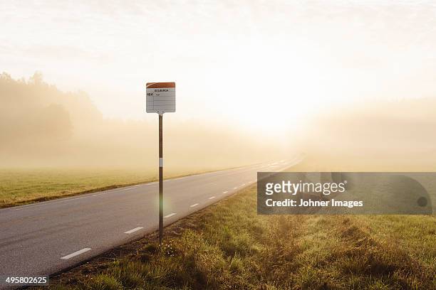bus stop at morning, norrkoping, ostergotland, sweden - bushaltestelle stock-fotos und bilder