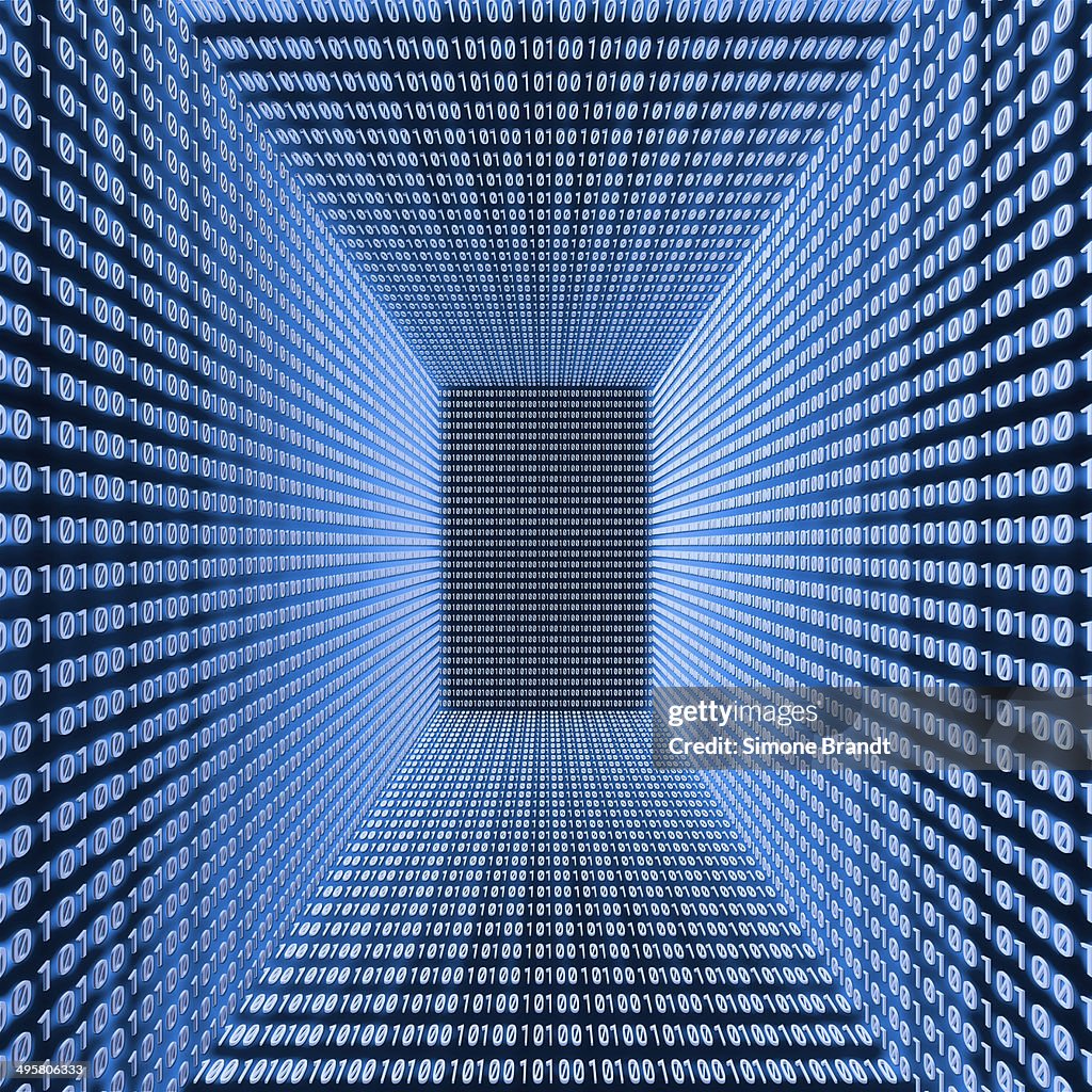 Empty Room With Binary Code On The Walls 3d Illustration Ilustración de ...
