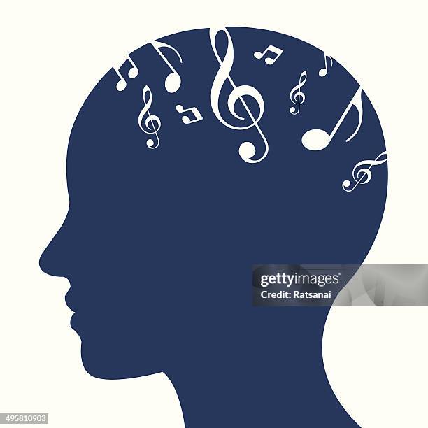 human head and music note - composer stock illustrations