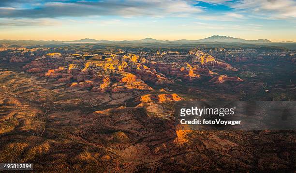 sedona sunrise aerial view over red rock country arizona usa - flagstaff arizona stock pictures, royalty-free photos & images