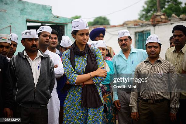 Candidate Gul Panag during an election campaign for Lok Sabha election 2014, on March 27, 2014 in Chandigarh, India.