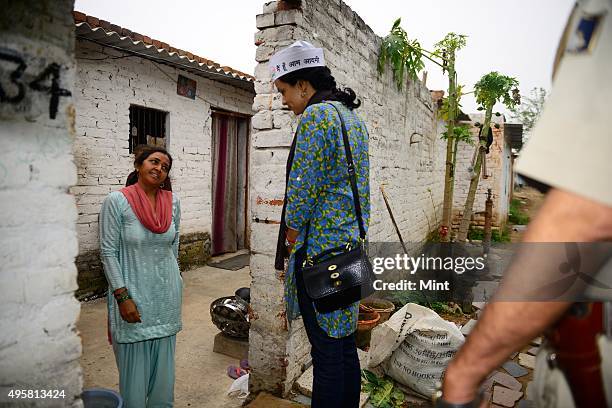 Candidate Gul Panag during an election campaign for Lok Sabha election 2014, on March 27, 2014 in Chandigarh, India.