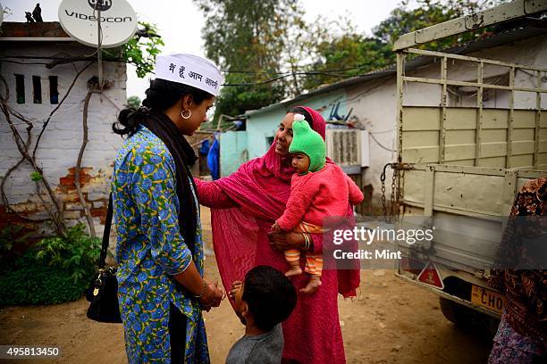 Candidate Gul Panag during an election campaign for Lok Sabha election 2014, on March 27, 2014 in Chandigarh, India.