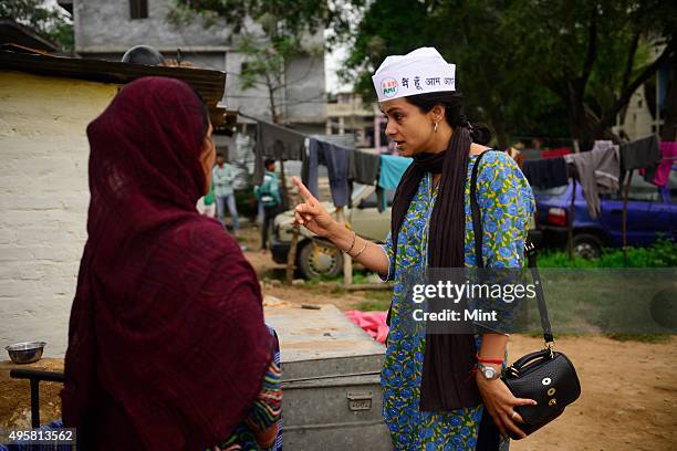 Candidate Gul Panag during an election campaign for Lok Sabha election 2014, on March 27, 2014 in Chandigarh, India.