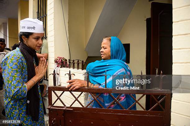 Candidate Gul Panag during an election campaign for Lok Sabha election 2014, on March 27, 2014 in Chandigarh, India.