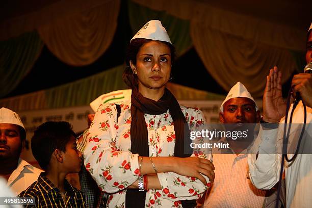 Candidate Gul Panag during an election campaign for Lok Sabha election 2014, on March 27, 2014 in Chandigarh, India.