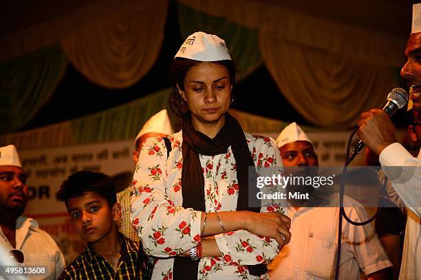 Candidate Gul Panag during an election campaign for Lok Sabha election 2014, on March 27, 2014 in Chandigarh, India.